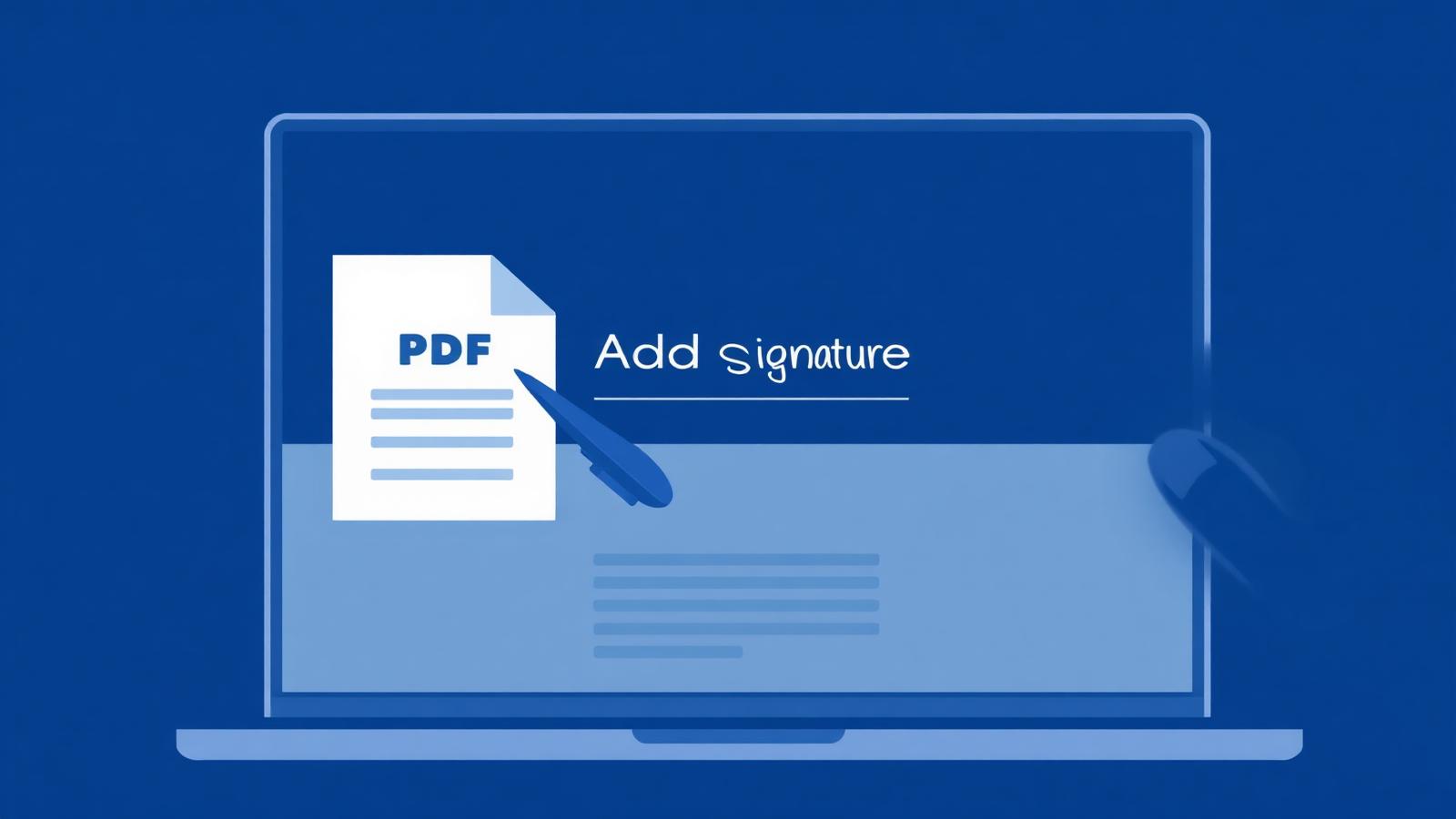 Adding a digital signature to a PDF document on a laptop — NovaDocs AI sign tool illustration